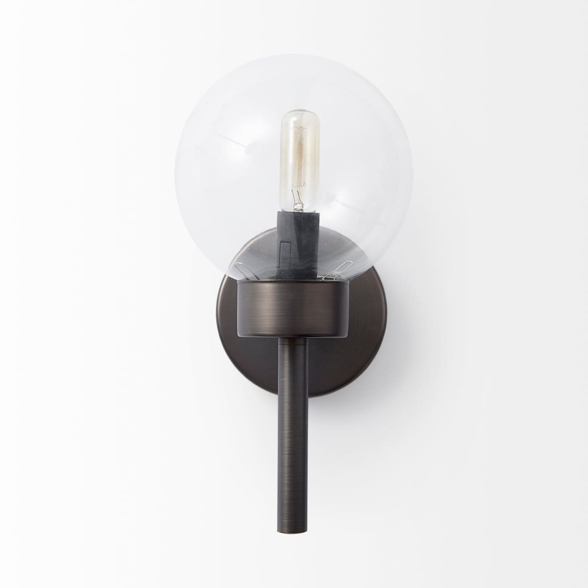 Boltern Wall Sconce Black Metal | Glass Globe - wall-fixtures