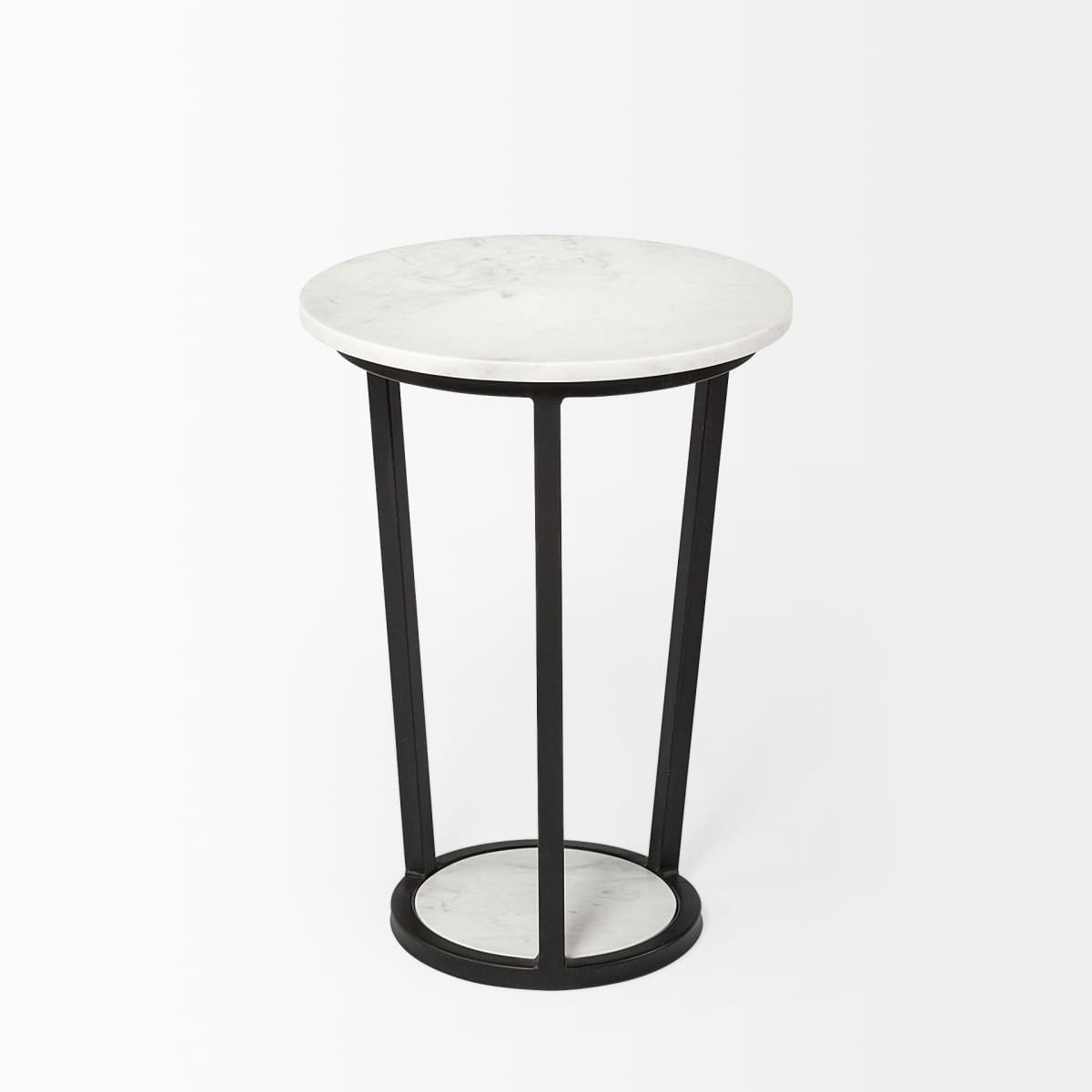 Bombola Accent Table White Marble | Black Metal | 15W - accent-tables