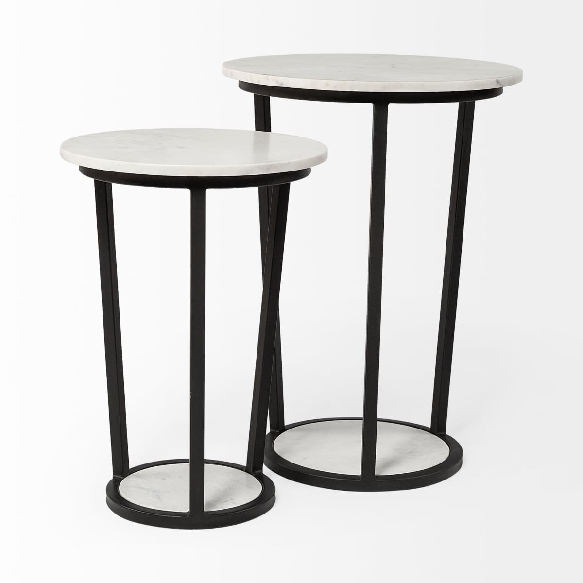 Bombola Accent Table White Marble | Black Metal | 15W - accent-tables