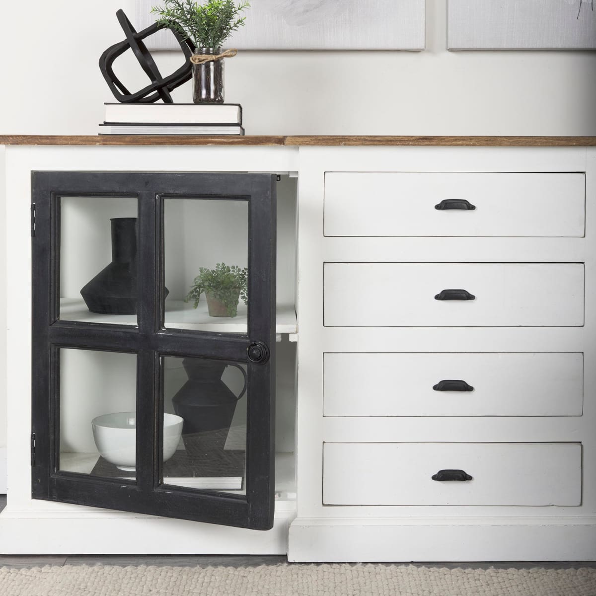 Bourchier Sideboard White/Brown/Black Wood - sideboards-and-buffets