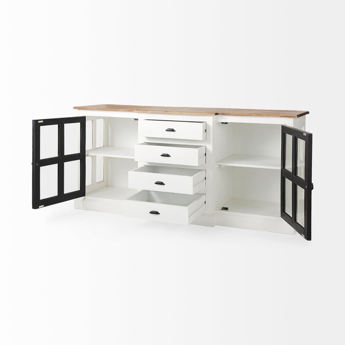 Bourchier Sideboard White/Brown/Black Wood - sideboards-and-buffets