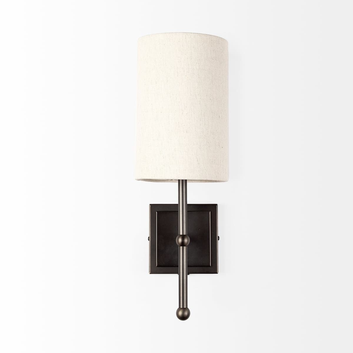 Bourgeois Wall Sconce Brown Metal | White Shade - wall-fixtures