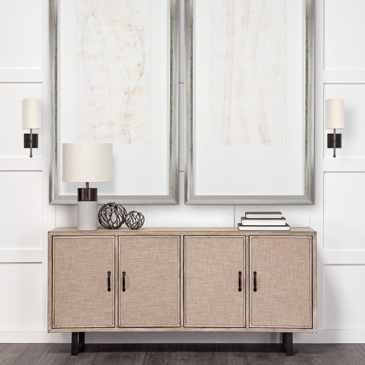 Bourgeois Wall Sconce Brown Metal | White Shade - wall-fixtures