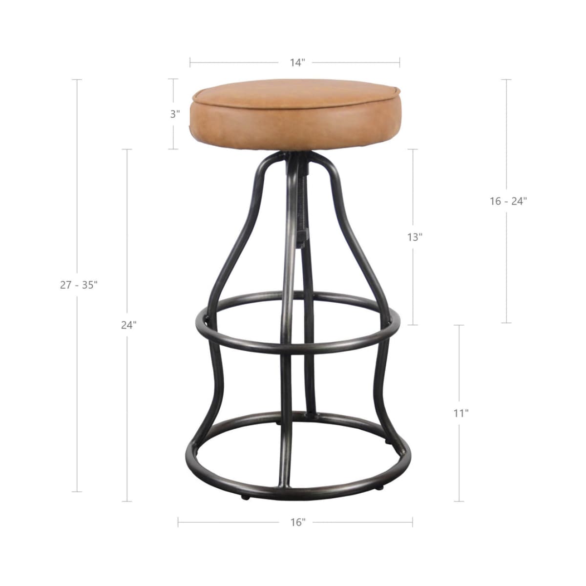 Bowie Bar Stool - Cognac Leather - lh-import-stools