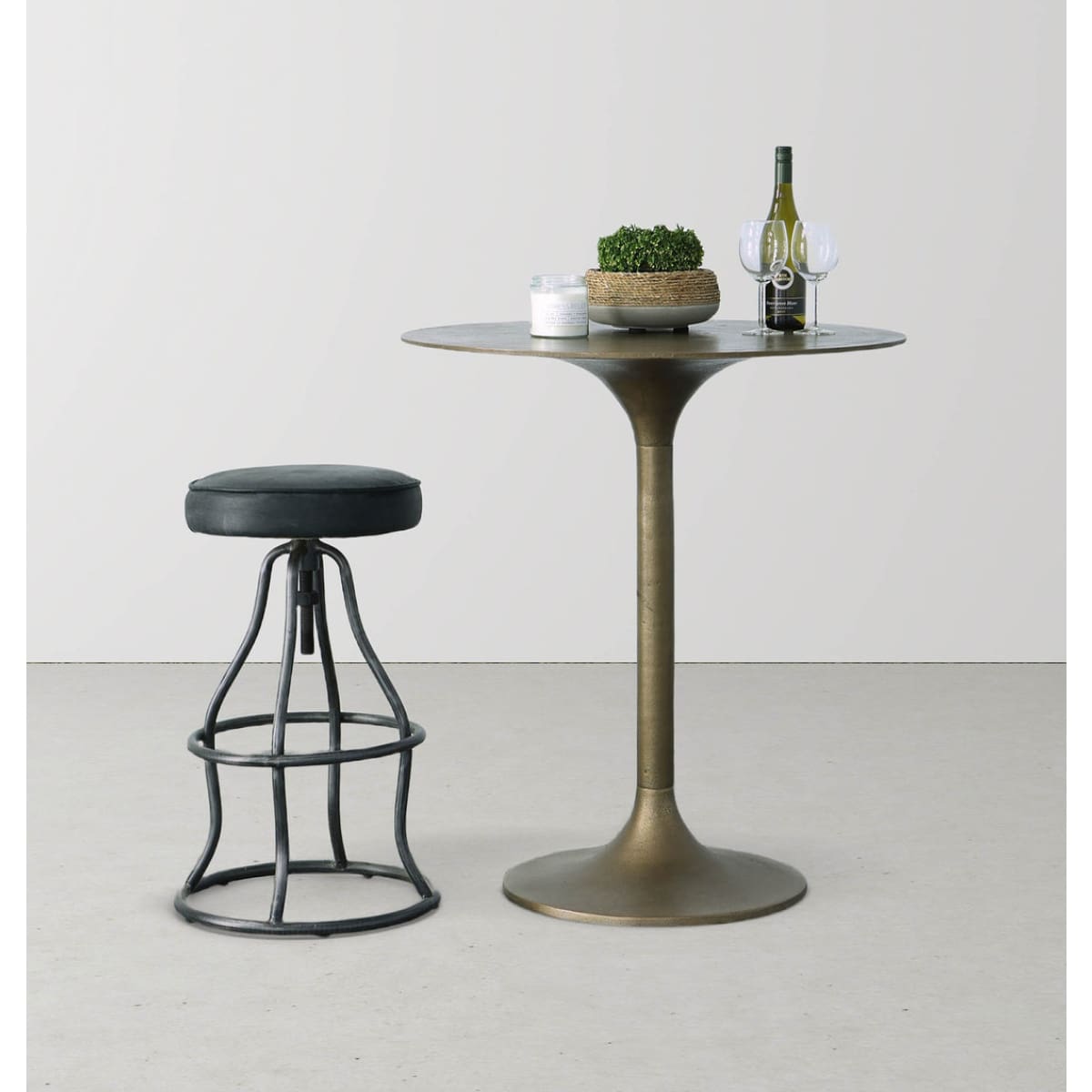 Bowie Bar Stool - Distressed Black Leather - lh-import-stools