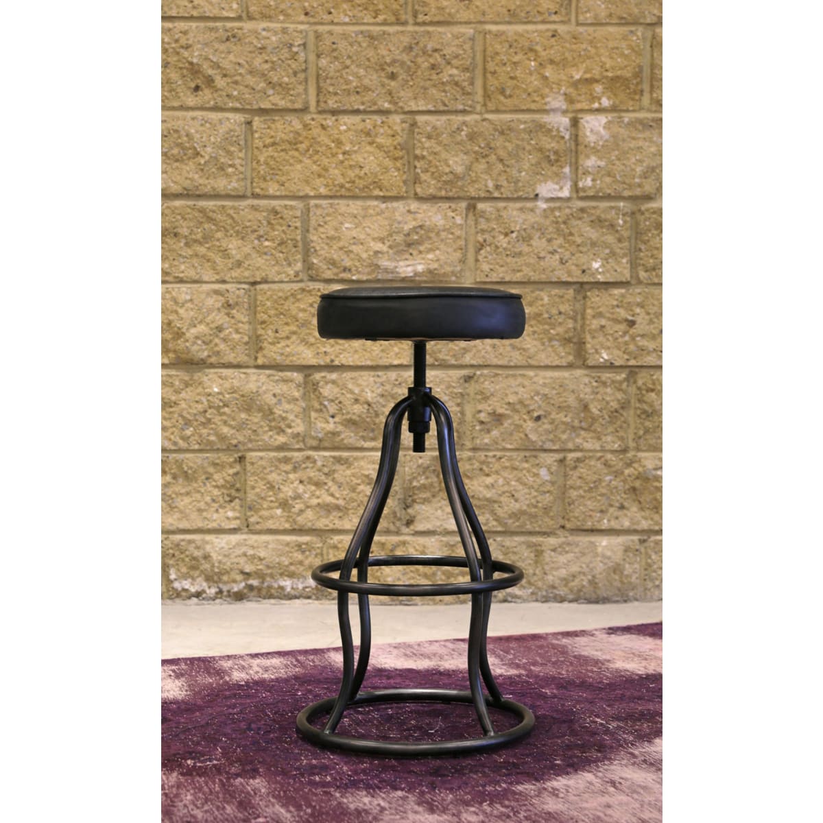 Bowie Bar Stool - Distressed Black Leather - lh-import-stools