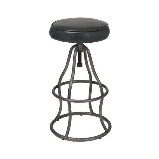 Bowie Bar Stool - Distressed Black Leather - lh-import-stools