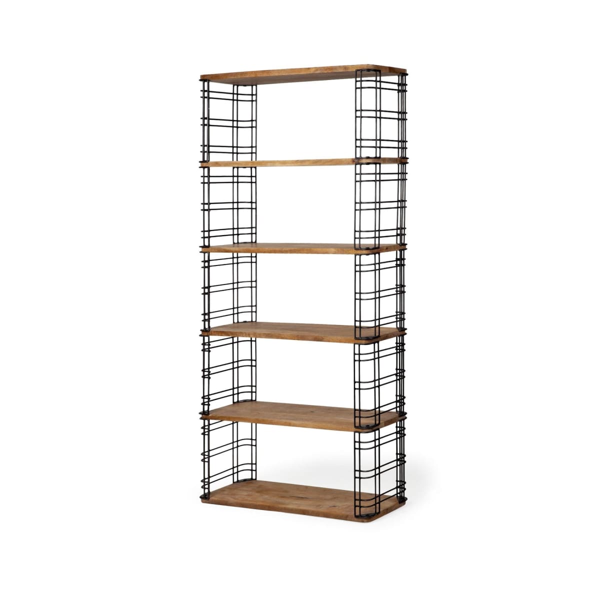 Bradie Shelving Unit Brown Wood | Black Metal - shelving