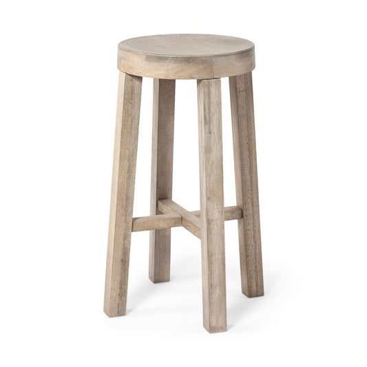 Brahma Bar Counter Stool White Washed Wood | 30H - bar-stools