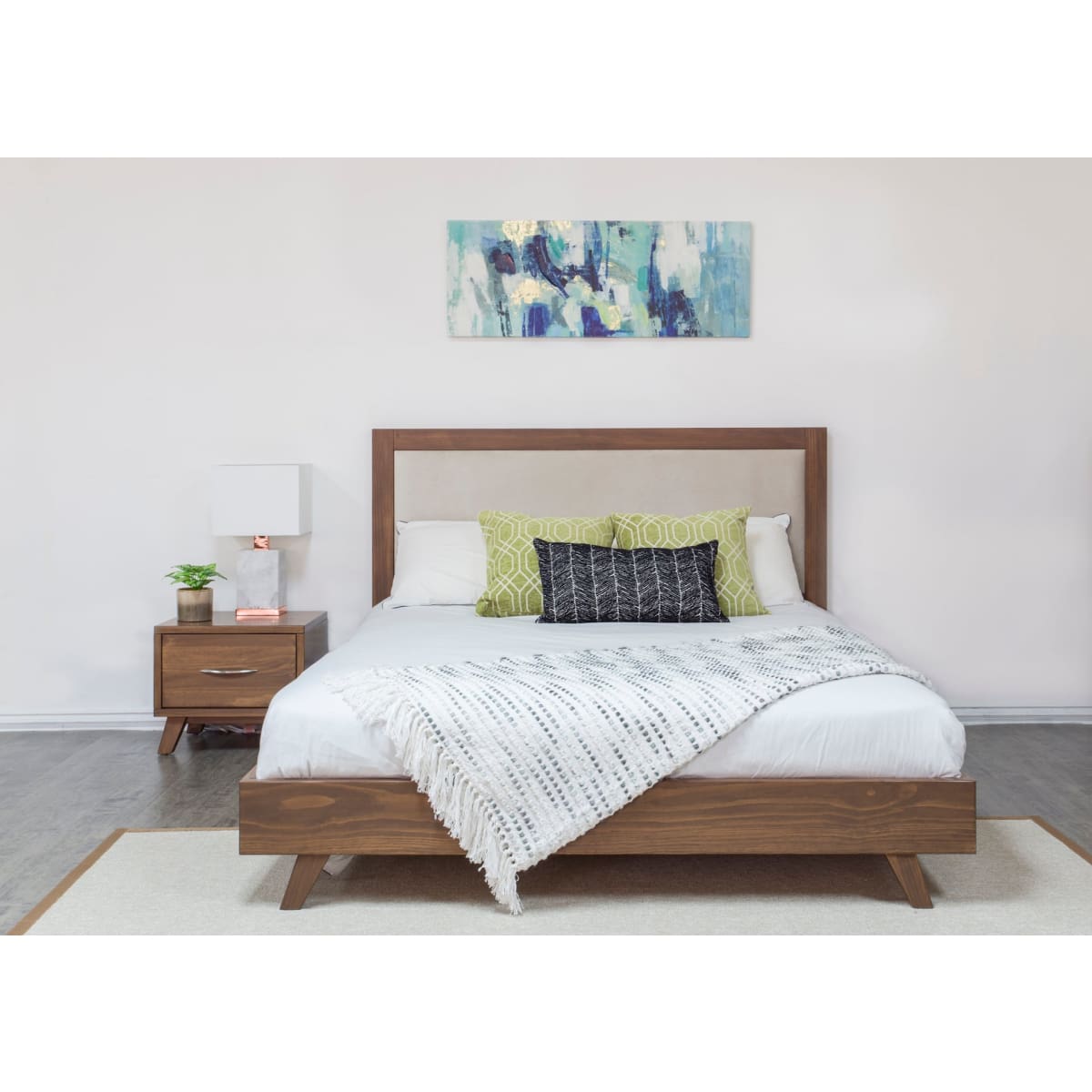 Brandon Platform Bed (Upholstered Headboard) - bed