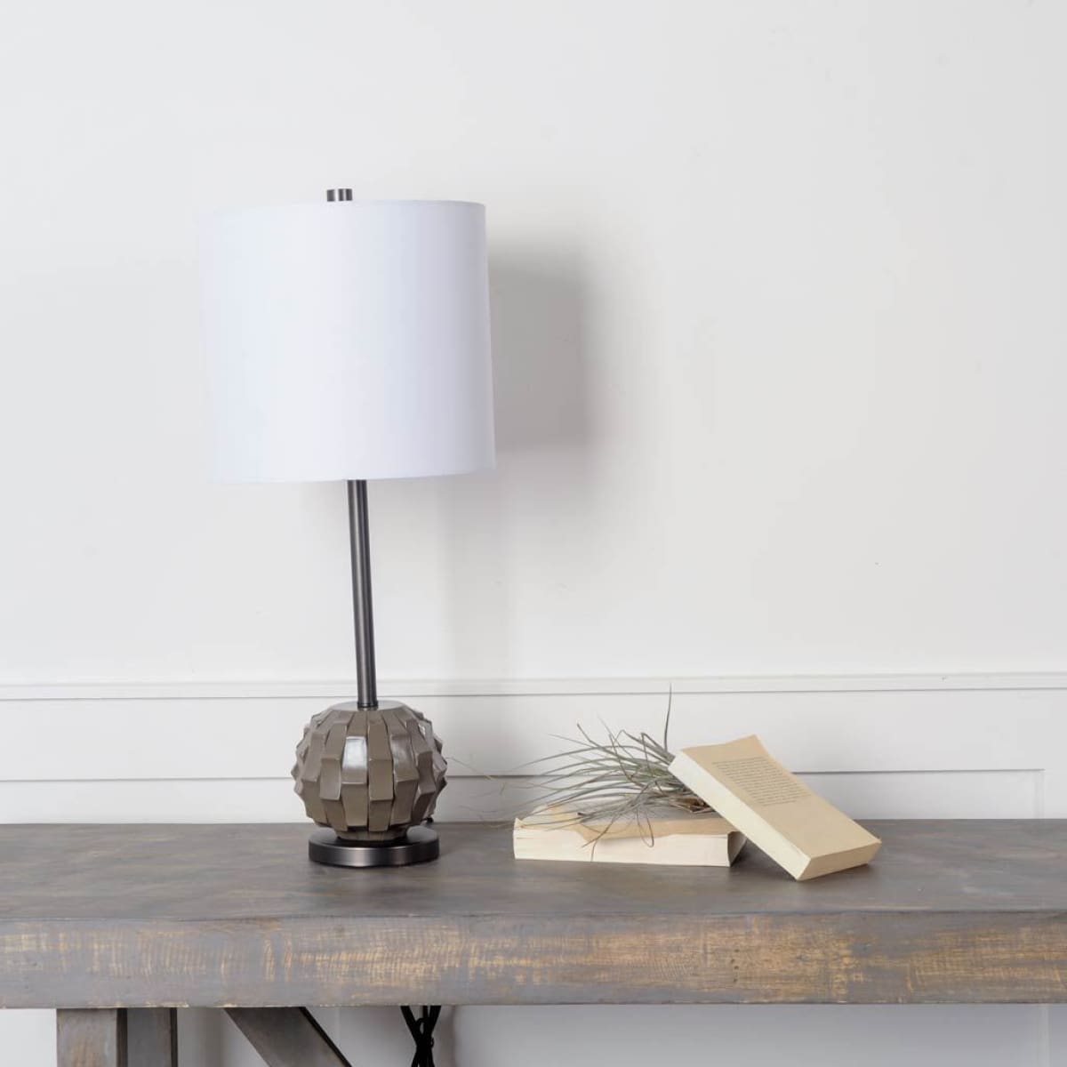 Brant Table Lamp Brown Resin | White Shade - table-lamps