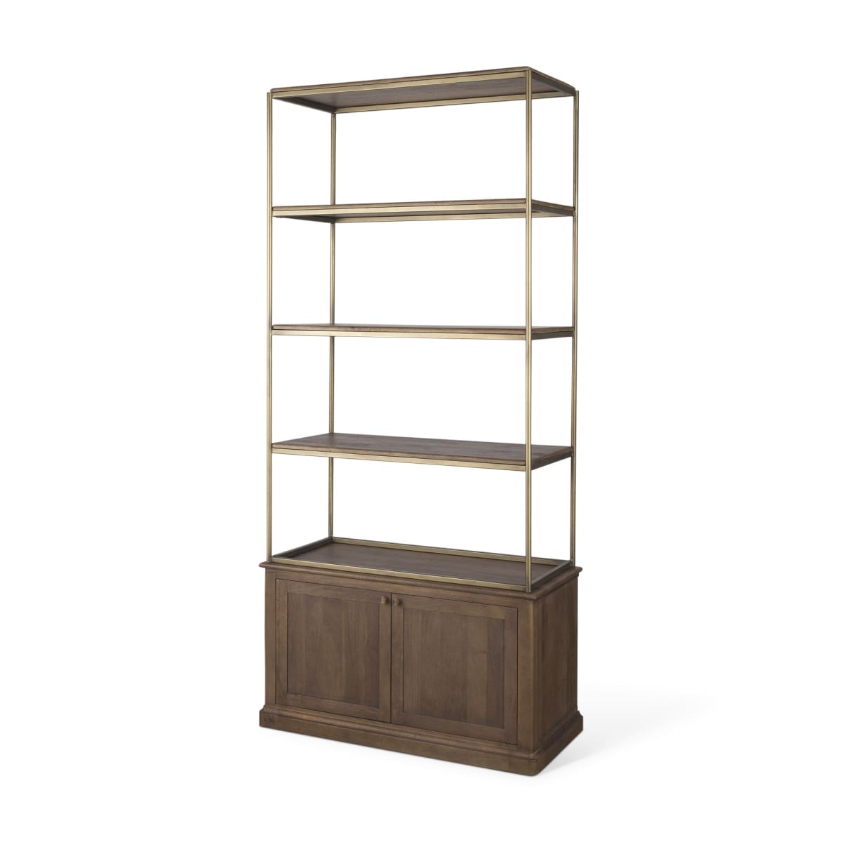 Braxton Shelving Unit Dark Brown | Antiqued Brass | 2 Doors - shelving