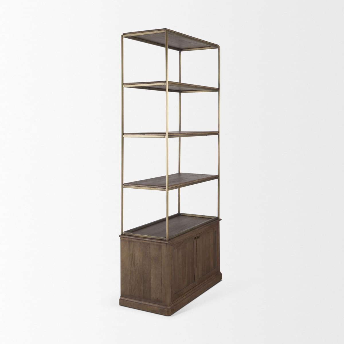 Braxton Shelving Unit Dark Brown | Antiqued Brass | 2 Doors - shelving