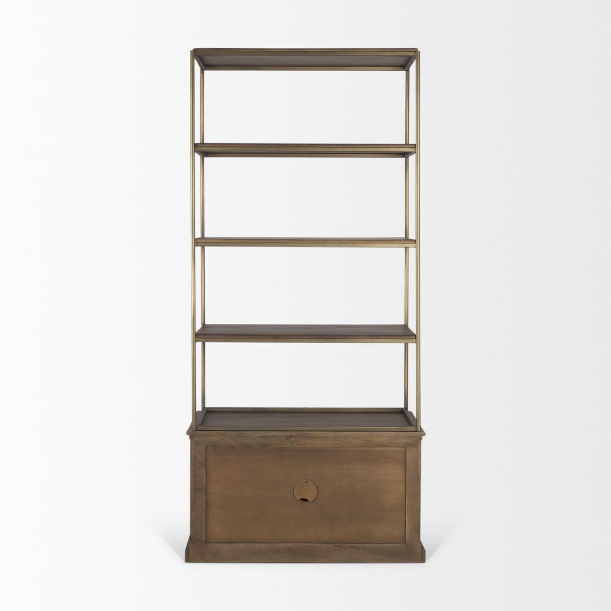 Braxton Shelving Unit Dark Brown | Antiqued Brass | 2 Doors - shelving