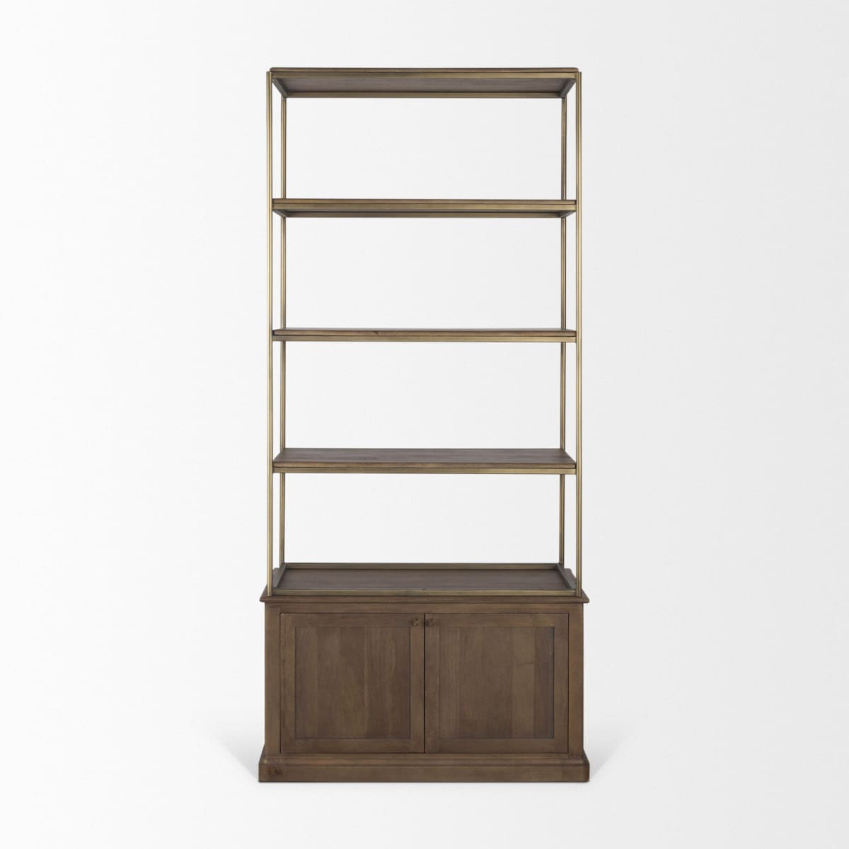 Braxton Shelving Unit Dark Brown | Antiqued Brass | 2 Doors - shelving