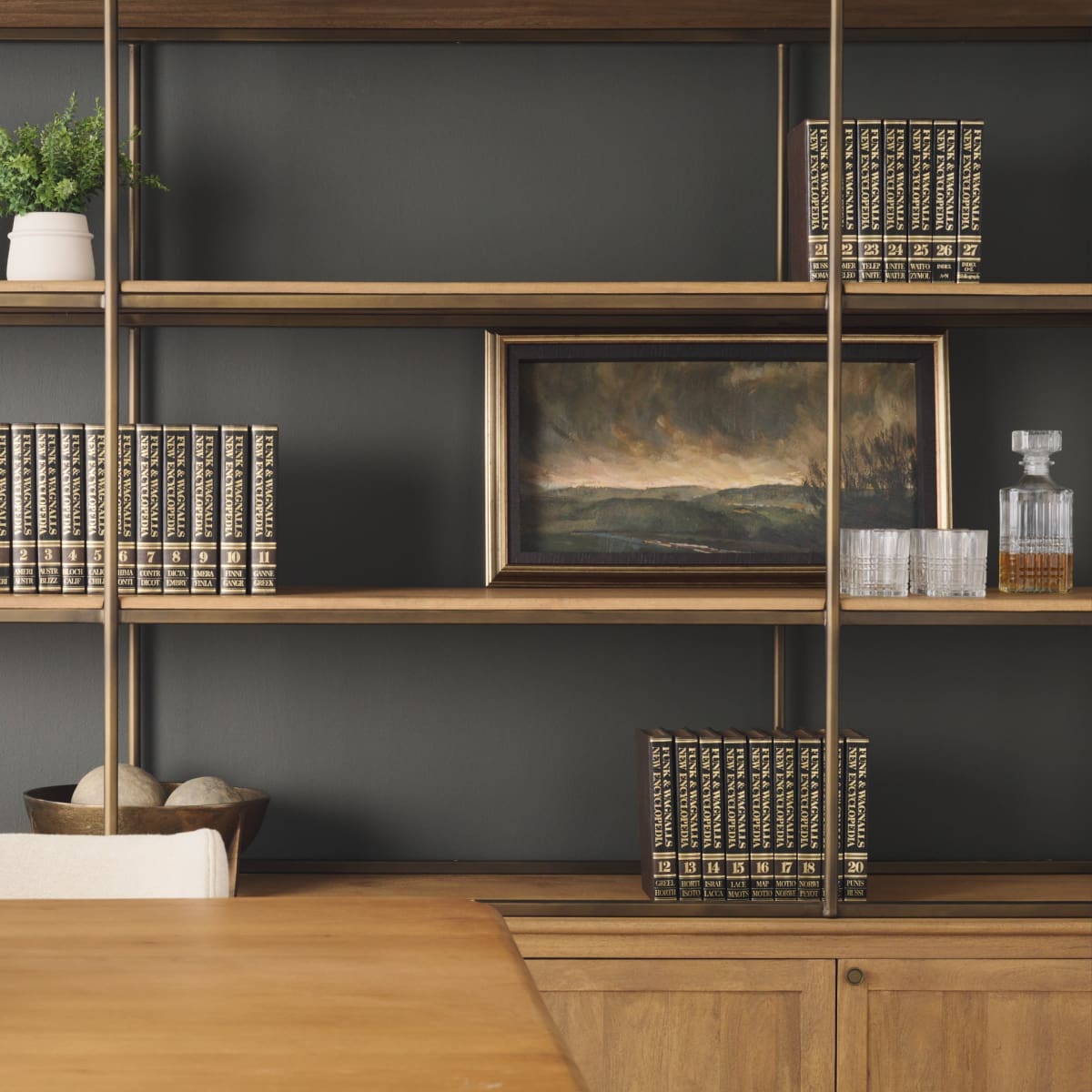 Braxton Shelving Unit Light Brown | Antiqued Brass | 4 Doors - shelving