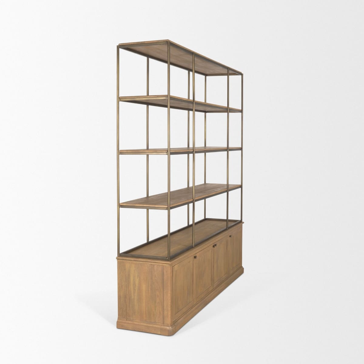 Braxton Shelving Unit Light Brown | Antiqued Brass | 4 Doors - shelving