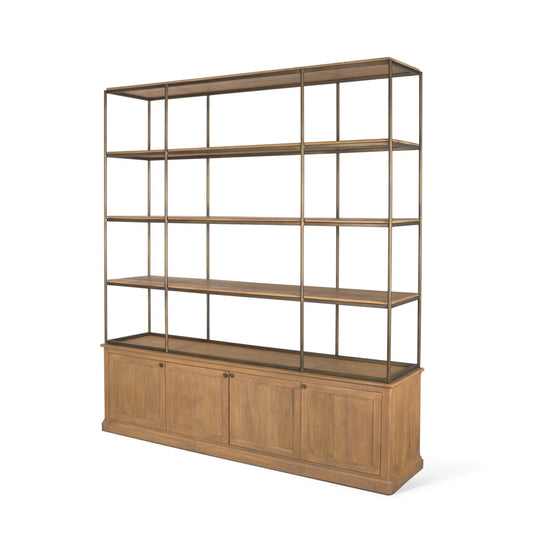 Braxton Shelving Unit Light Brown | Antiqued Brass | 4 Doors - shelving