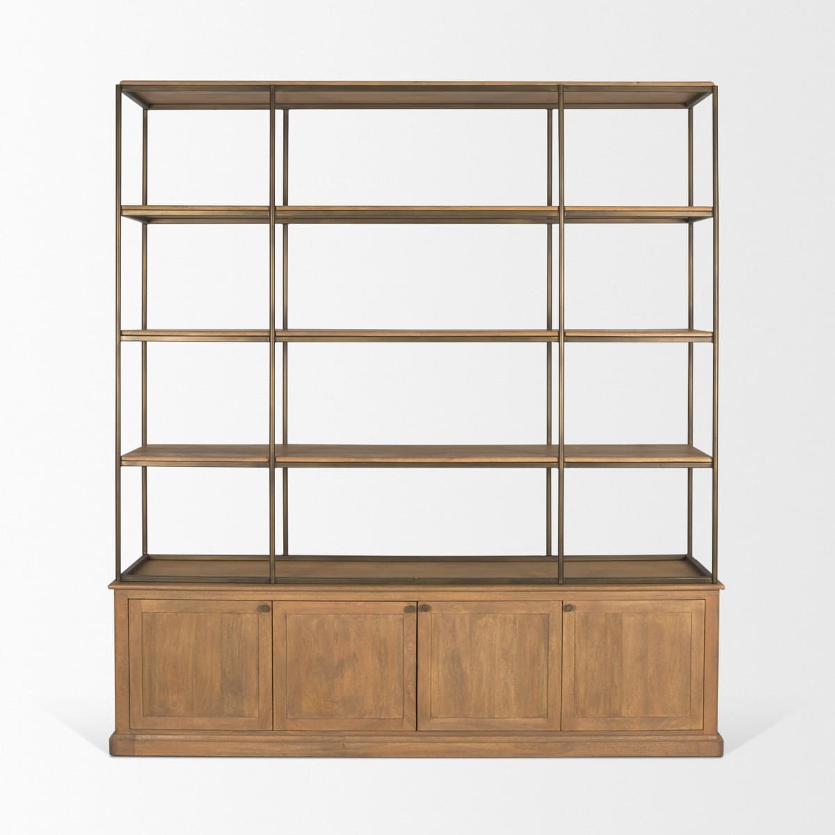 Braxton Shelving Unit Light Brown | Antiqued Brass | 4 Doors - shelving
