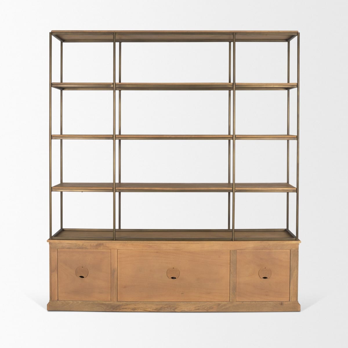 Braxton Shelving Unit Light Brown | Antiqued Brass | 4 Doors - shelving