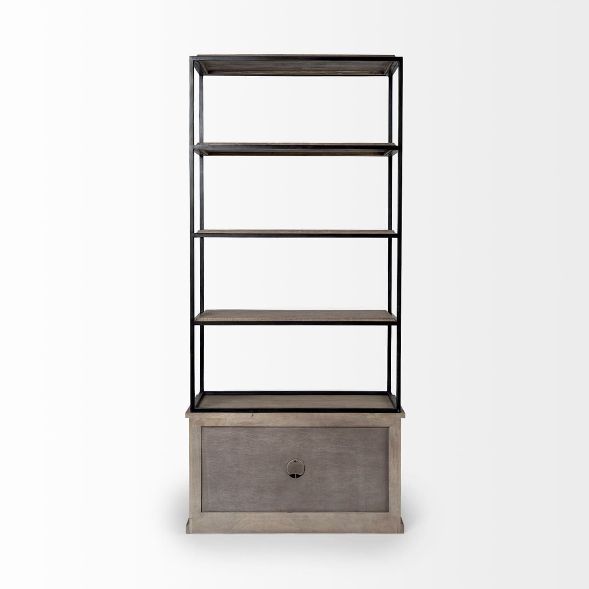 Braxton Shelving Unit Light Brown Wood | Black Metal | 42L - shelving