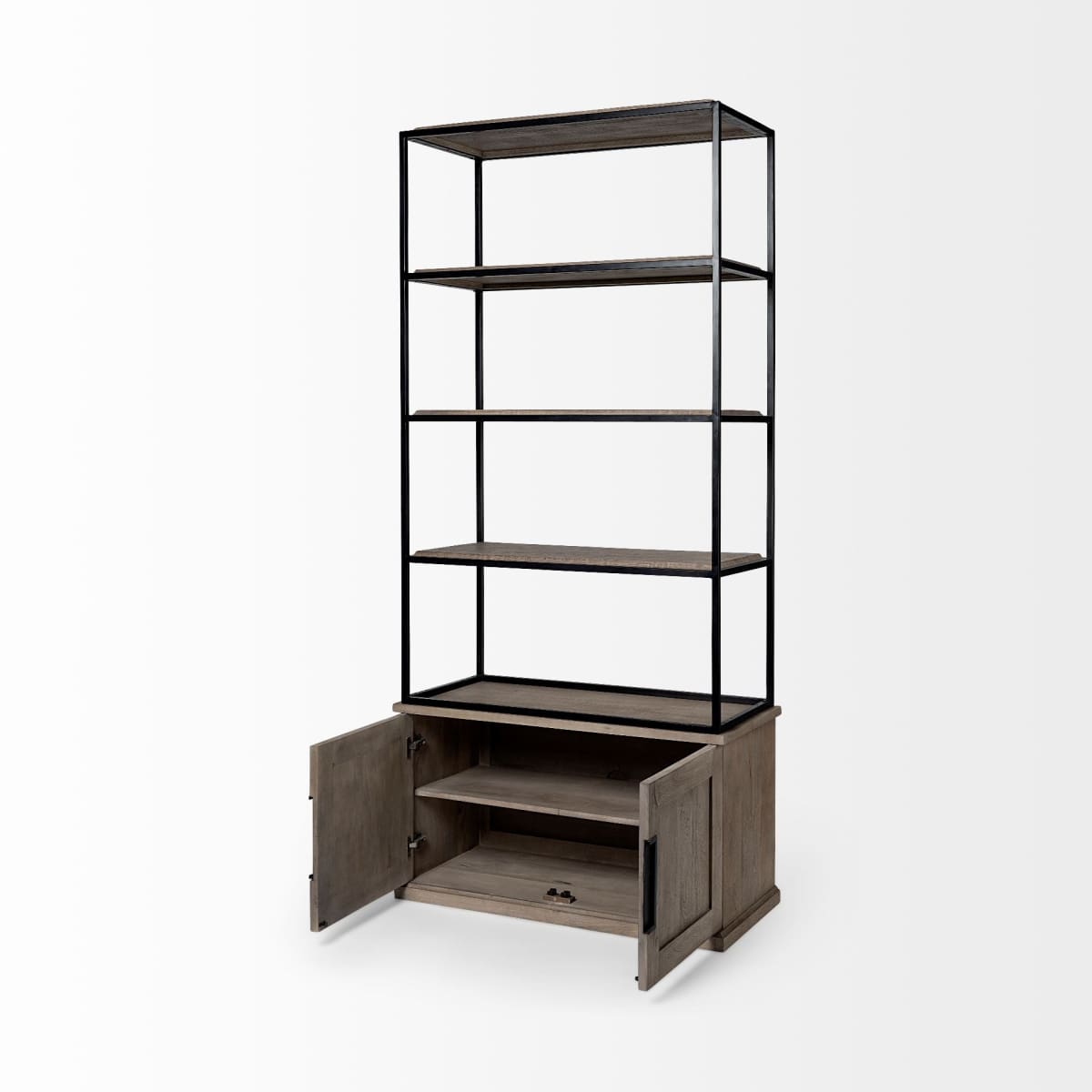 Braxton Shelving Unit Light Brown Wood | Black Metal | 42L - shelving