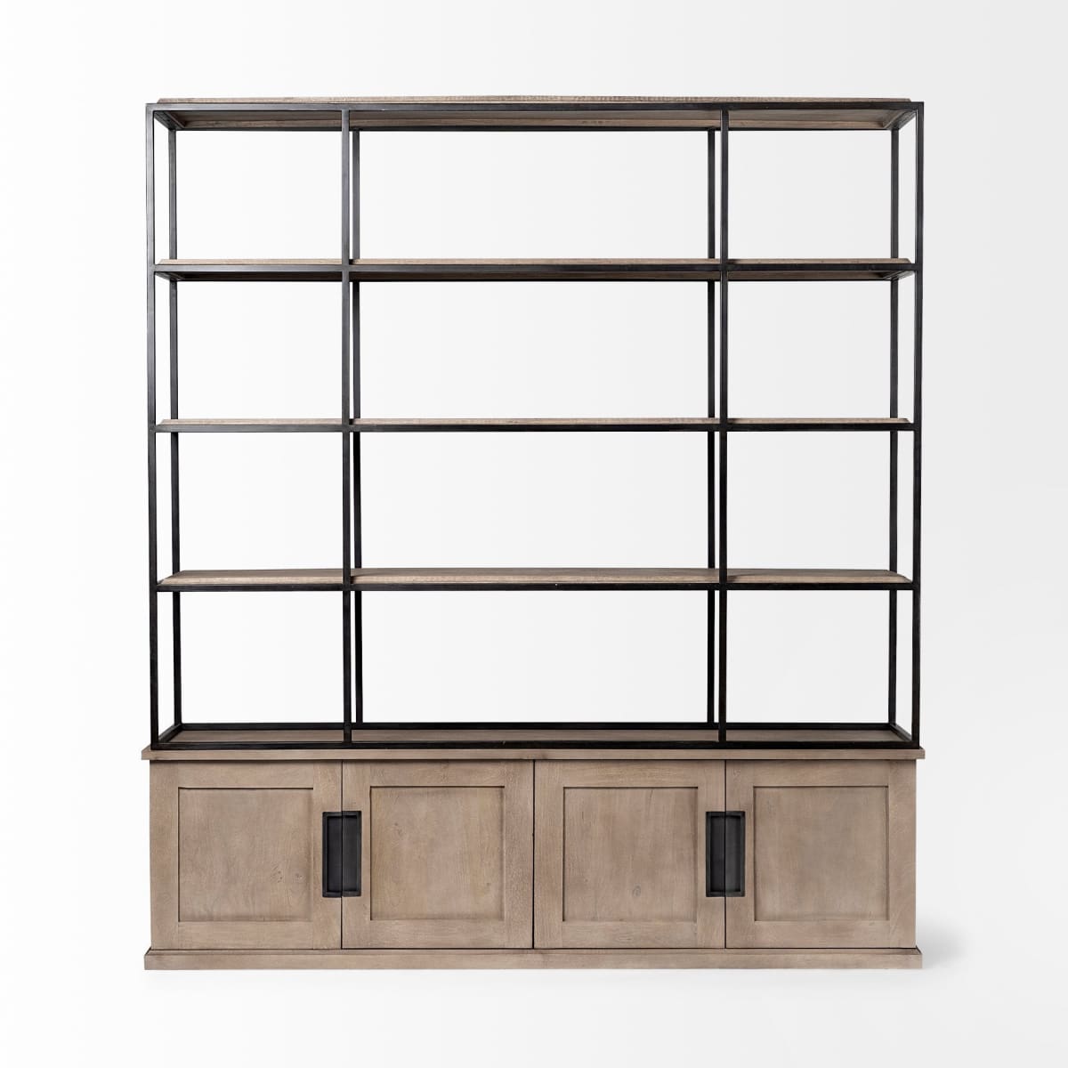 Braxton Shelving Unit Light Brown Wood | Black Metal | 82L - shelving