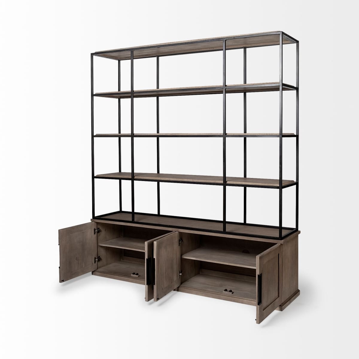 Braxton Shelving Unit Light Brown Wood | Black Metal | 82L - shelving