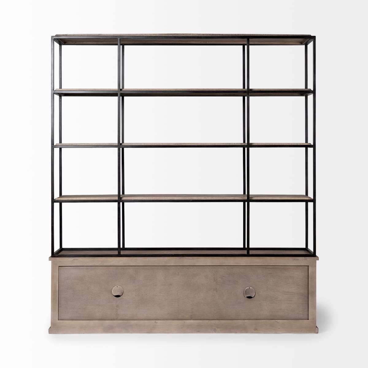 Braxton Shelving Unit Light Brown Wood | Black Metal | 82L - shelving