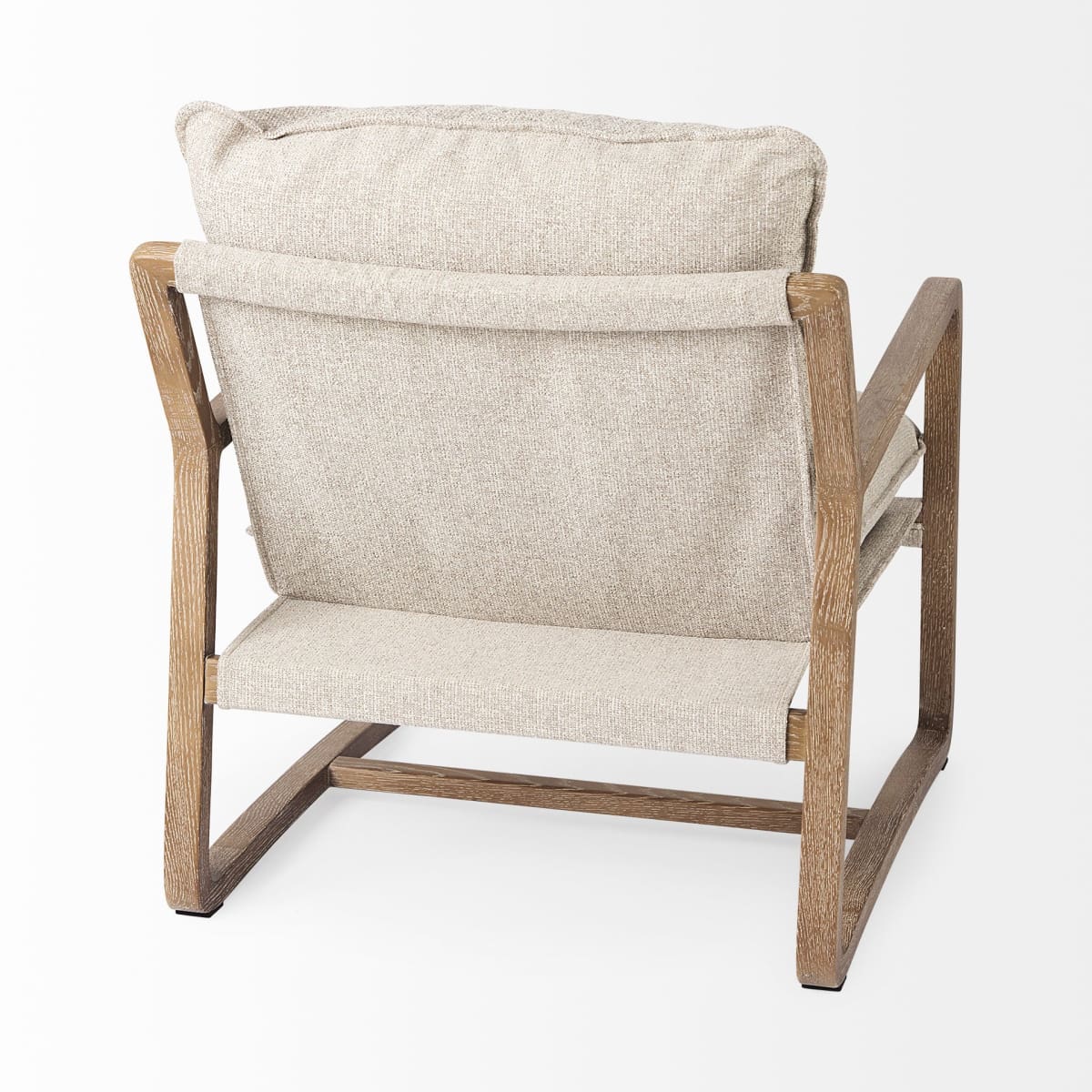 Brayden Accent Chair Beige Fabric | Light Brown Wood - accent-chairs