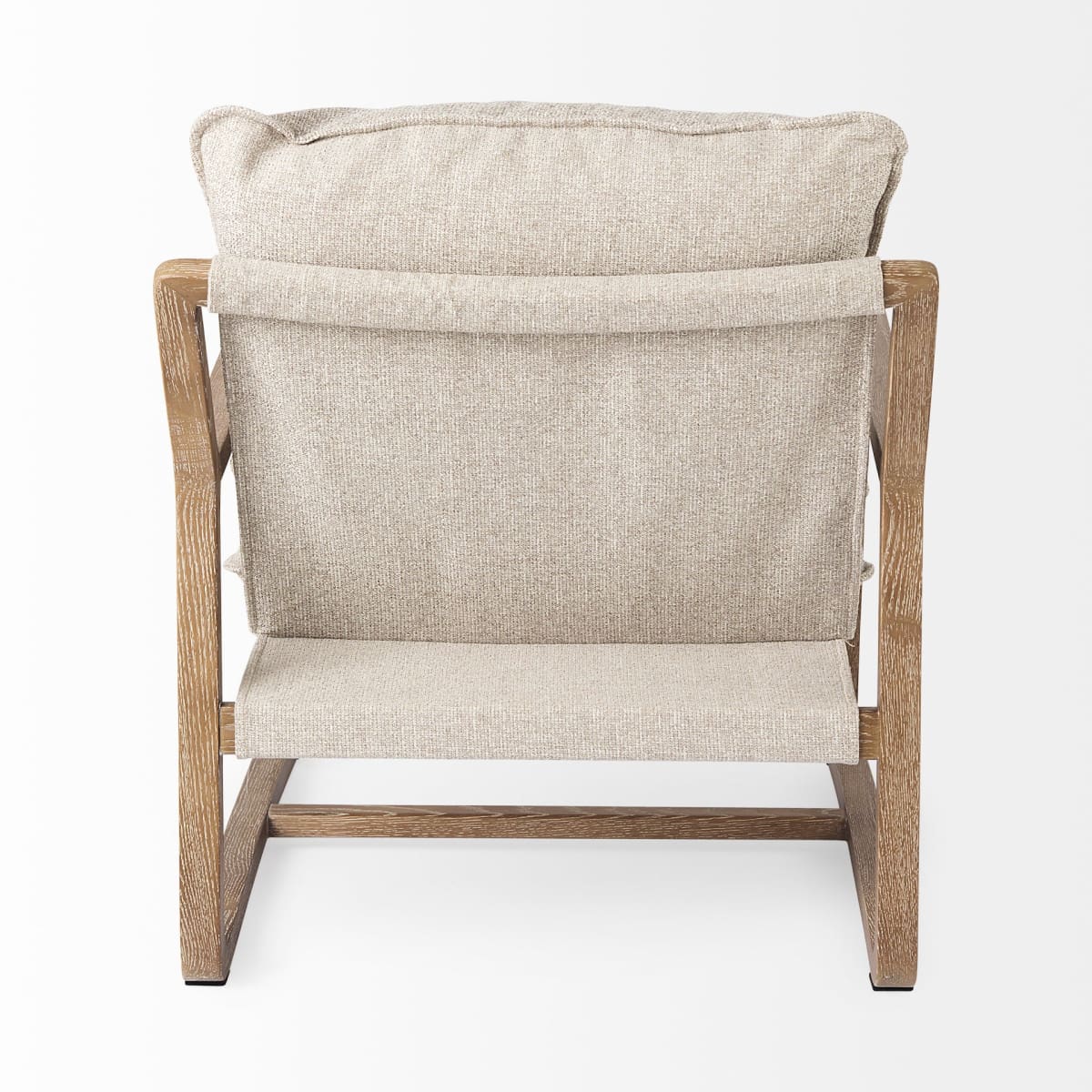 Brayden Accent Chair Beige Fabric | Light Brown Wood - accent-chairs