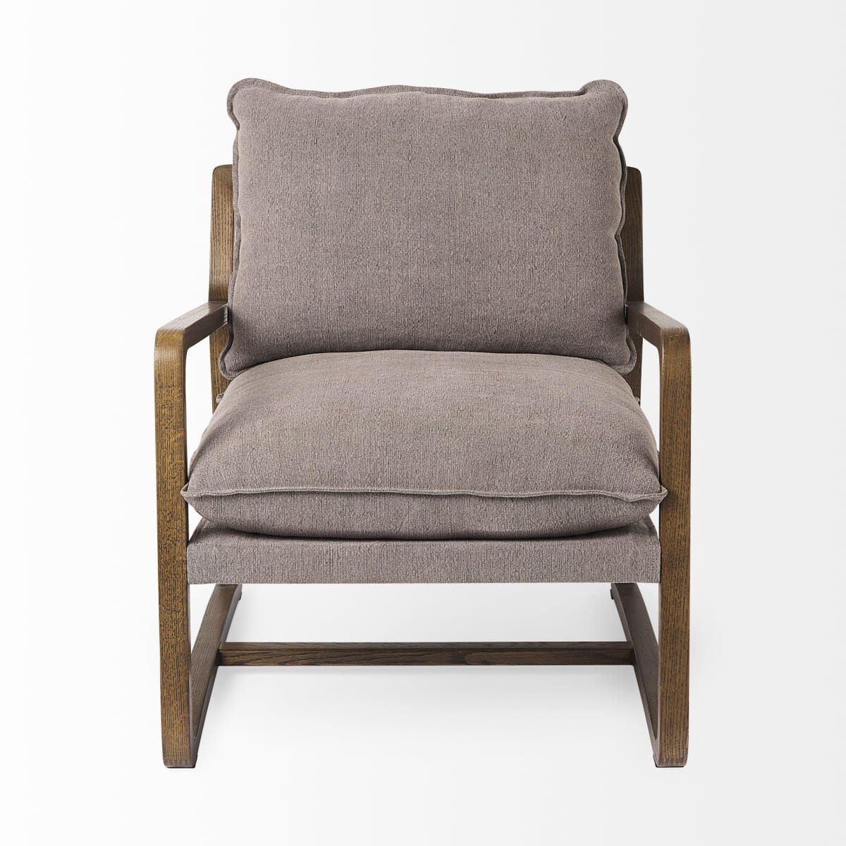 Brayden Accent Chair Gray Fabric | Brown Wood - accent-chairs