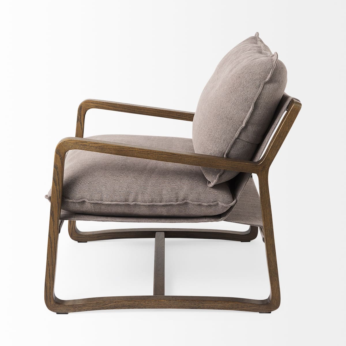 Brayden Accent Chair Gray Fabric | Brown Wood - accent-chairs