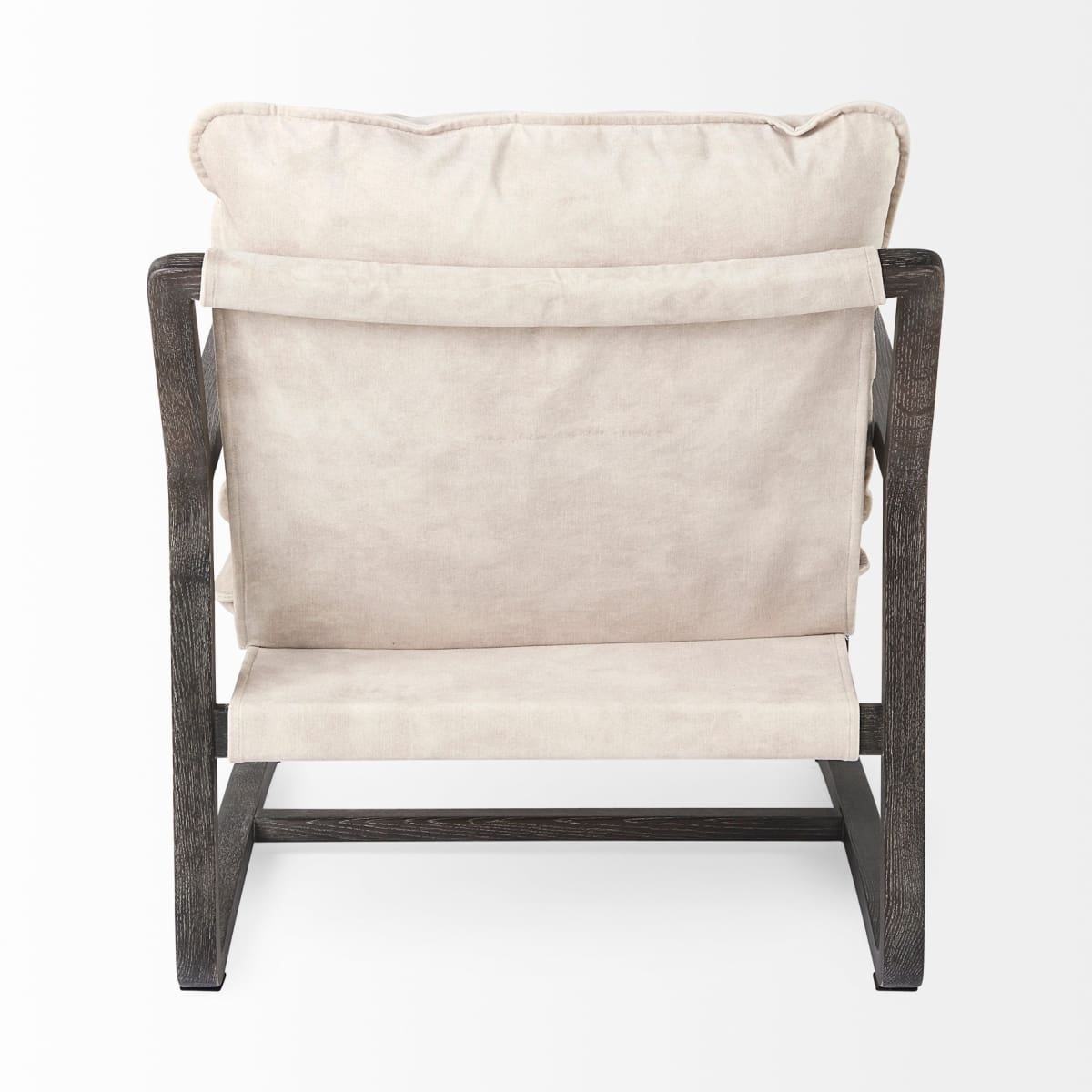 Brayden Upholstered Accent Chair Cream Fabric | Dark Brown Wood - accent-chairs