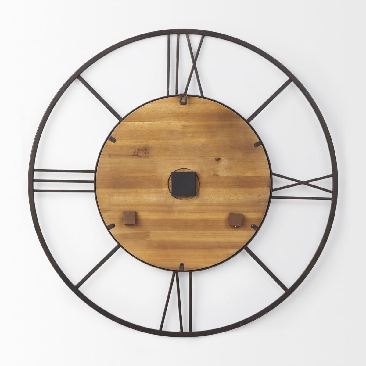 Brielle Wall Clock Black Iron | Brown Wood - wall-clocks