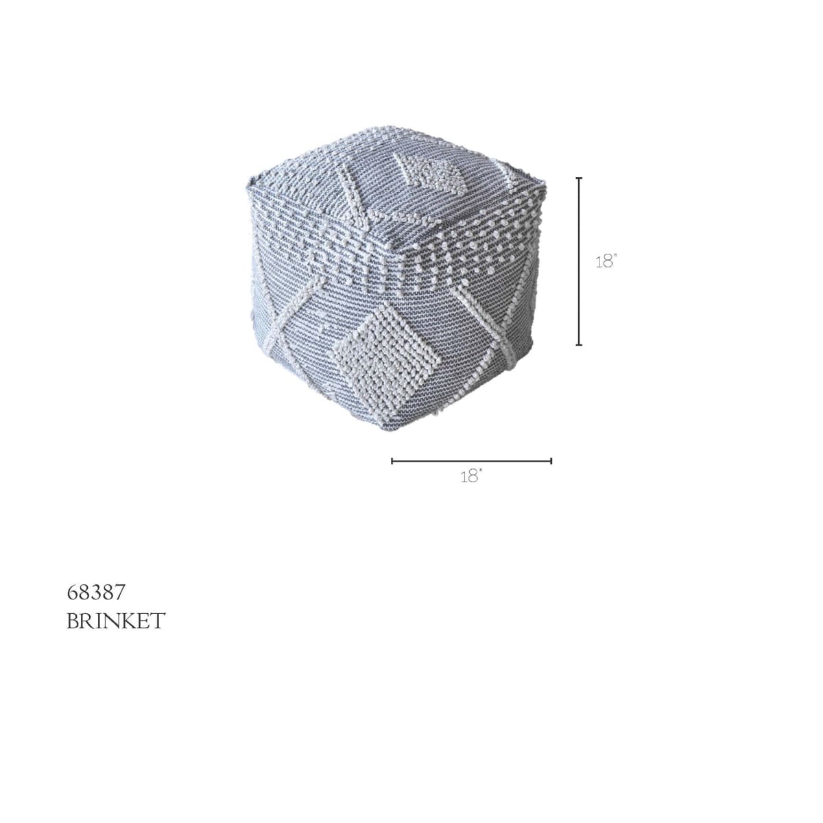 Brinket Pouf Gray/Cream Polyester - poufs