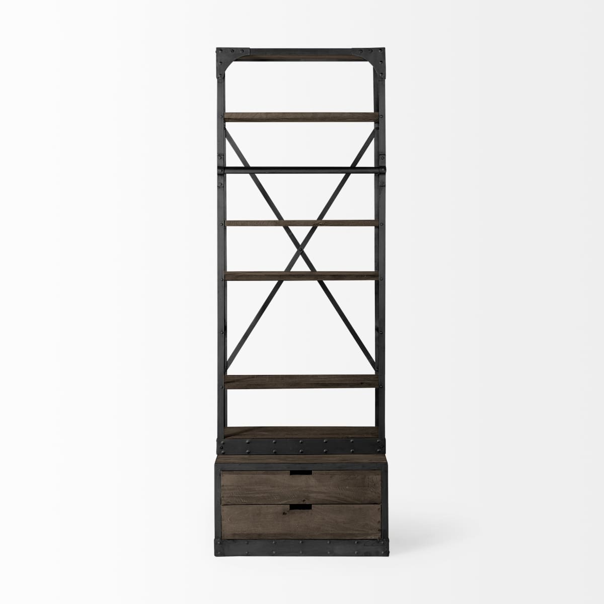 Brodie Shelving Unit Brown Wood | Gun Metal | 32L - shelving