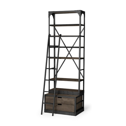 Brodie Shelving Unit Brown Wood | Gun Metal | 32L - shelving