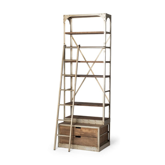 Brodie Shelving Unit Light Brown Wood | Nickel Tone Metal | 32L - shelving