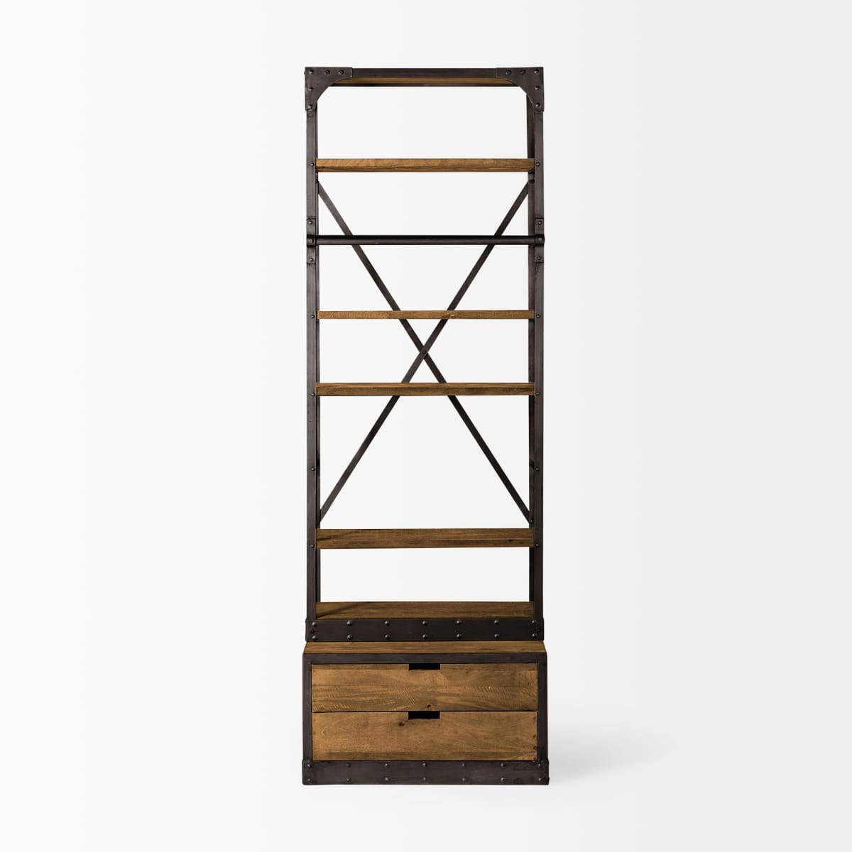 Brodie Shelving Unit Medium Brown Wood | Black Metal | 32L - shelving