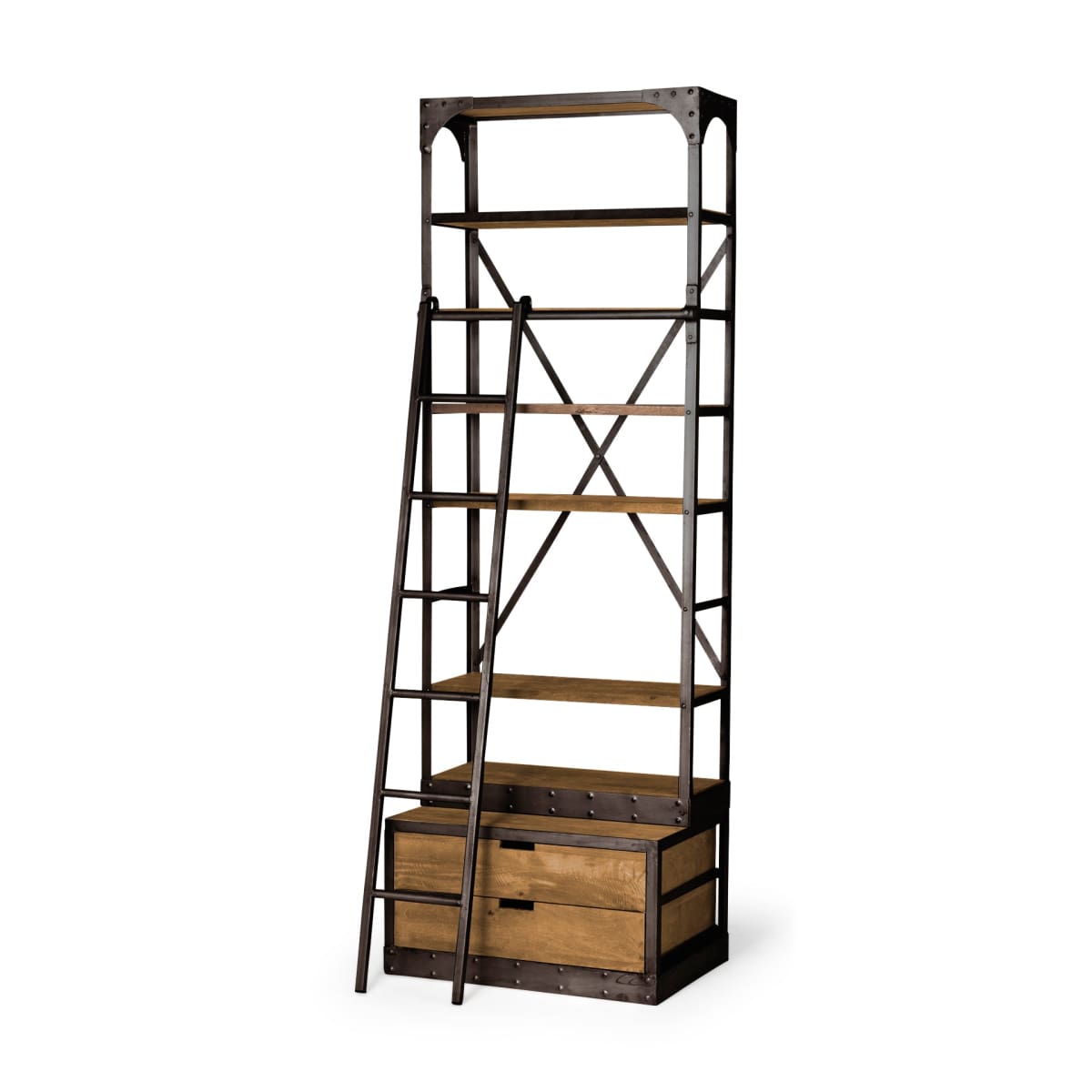 Brodie Shelving Unit Medium Brown Wood | Black Metal | 32L - shelving