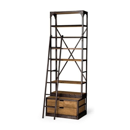 Brodie Shelving Unit Medium Brown Wood | Black Metal | 32L - shelving