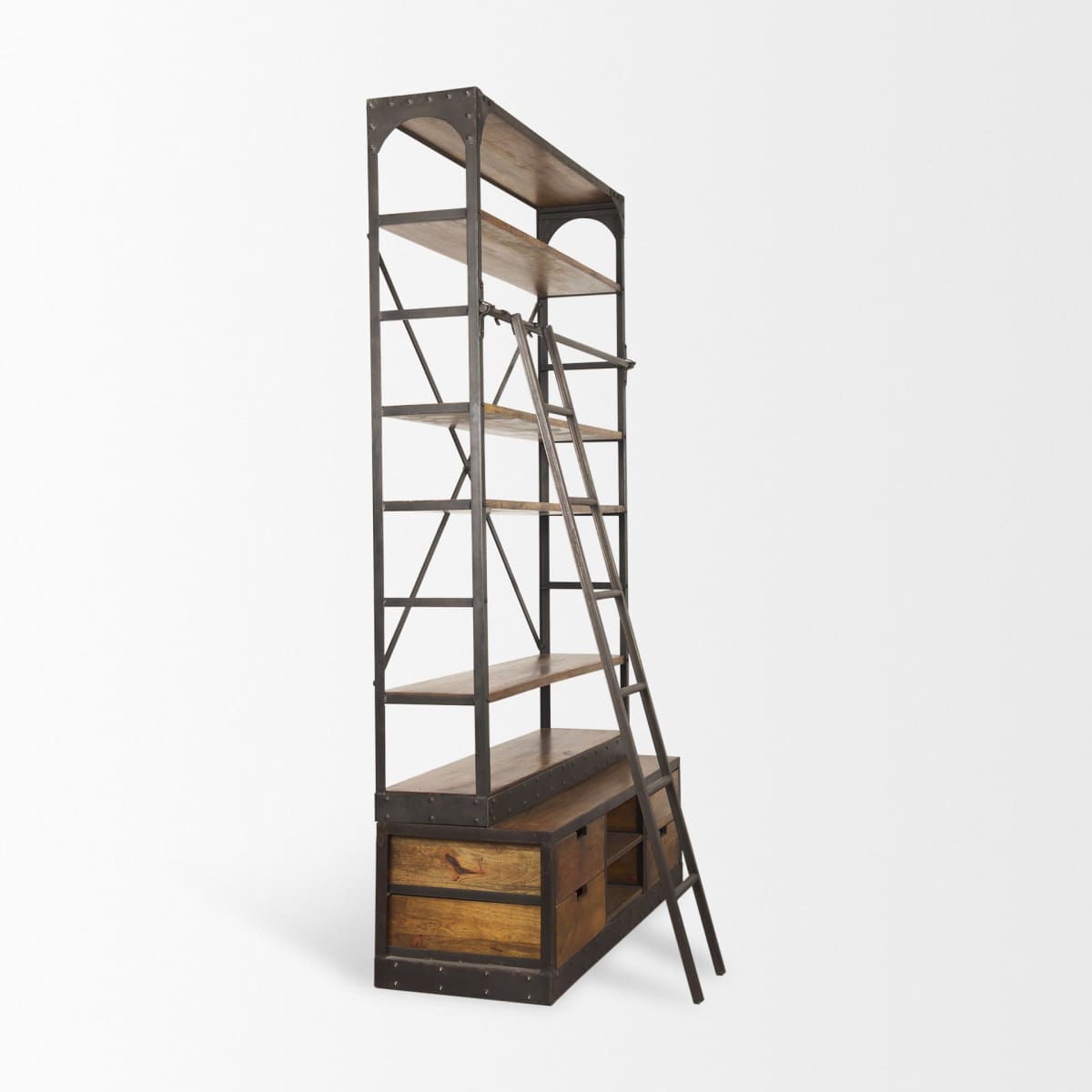 Brodie Shelving Unit Medium Brown Wood | Black Metal | 57L - shelving