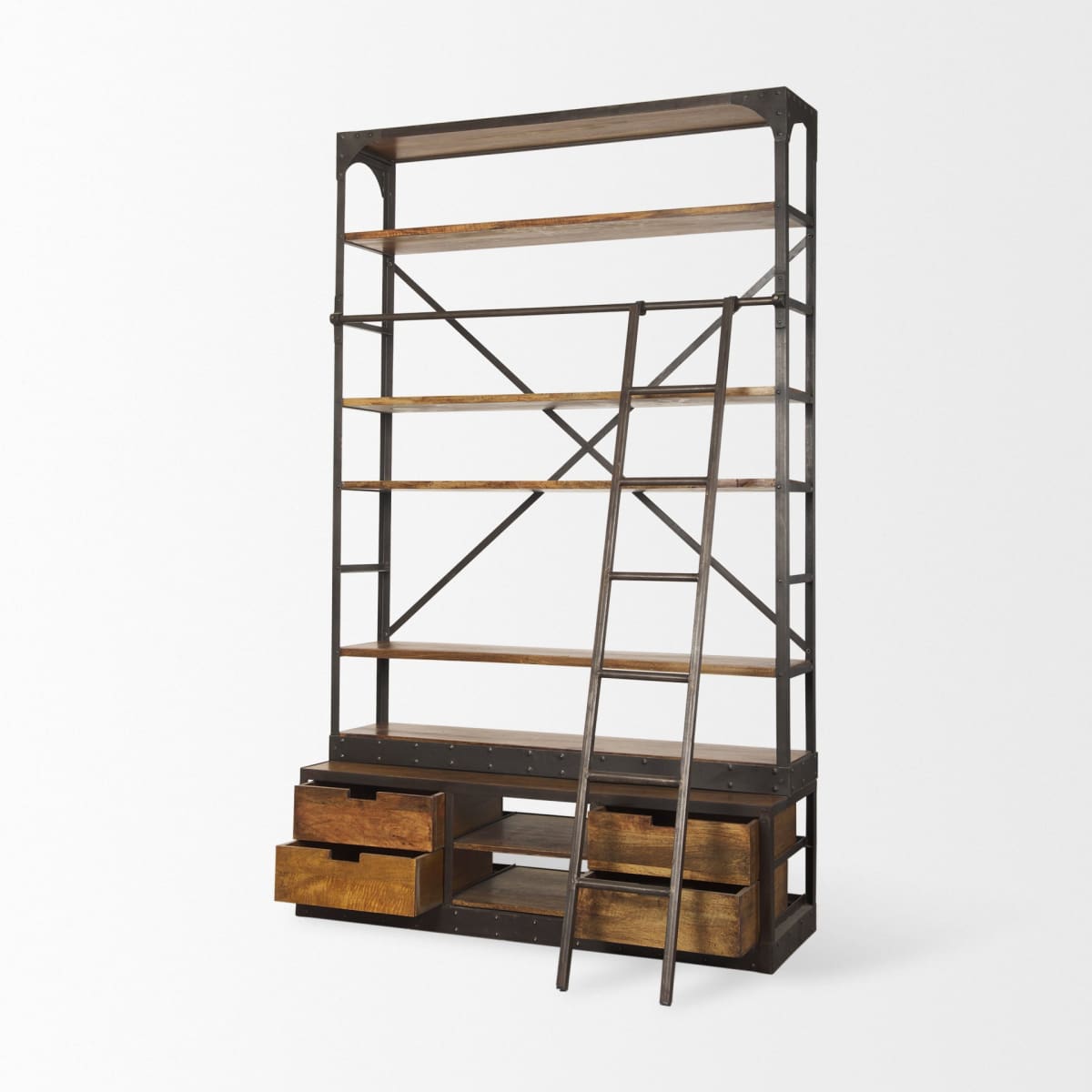 Brodie Shelving Unit Medium Brown Wood | Black Metal | 57L - shelving