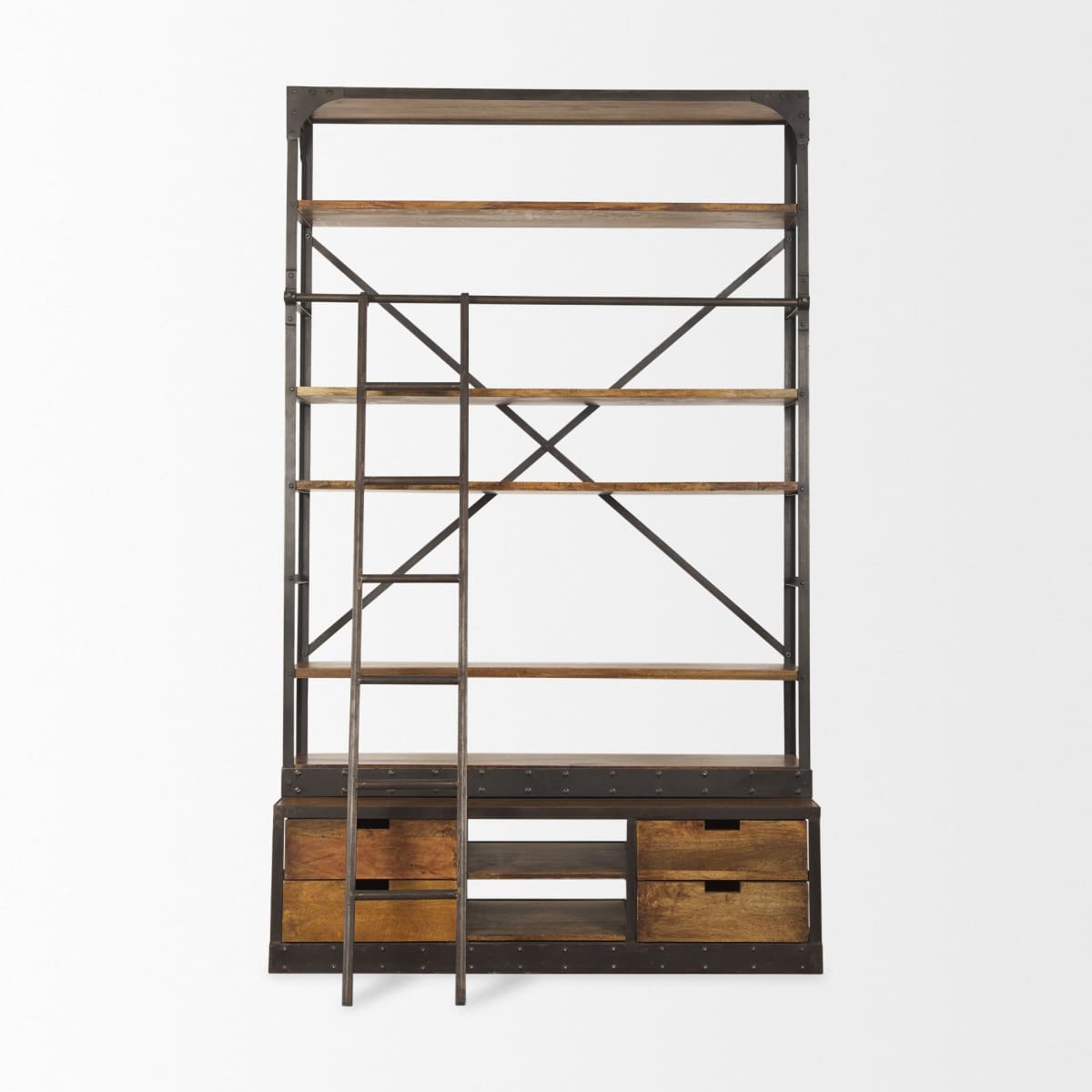 Brodie Shelving Unit Medium Brown Wood | Black Metal | 57L - shelving