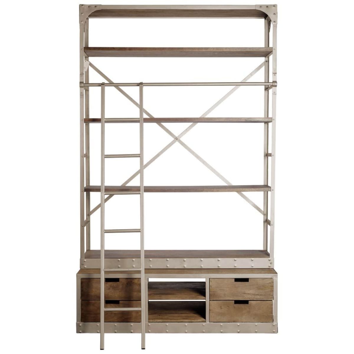 Brodie Shelving Unit Medium Brown Wood | Nickle Metal | 57L - shelving