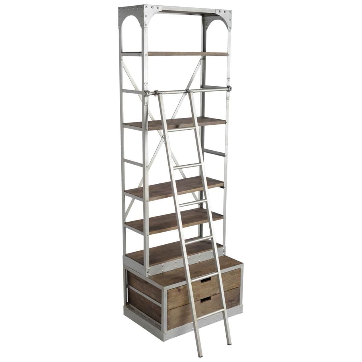 Brodie Shelving Unit Medium Brown Wood | Silver Metal | 32L - shelving