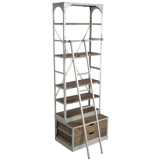 Brodie Shelving Unit Medium Brown Wood | Silver Metal | 32L - shelving