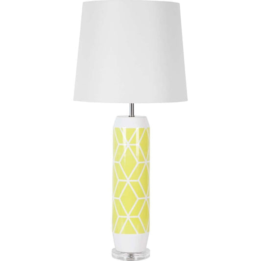Byas Table Lamp Lime/Yellow Ceramic | White Shade - table-lamps