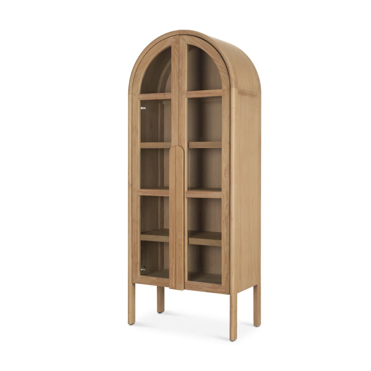 Callum Curio Cabinet Light Brown Woode | Clear Glass - cabinets